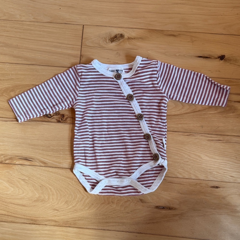 Rabbit & Bear Striped Baby Onesie